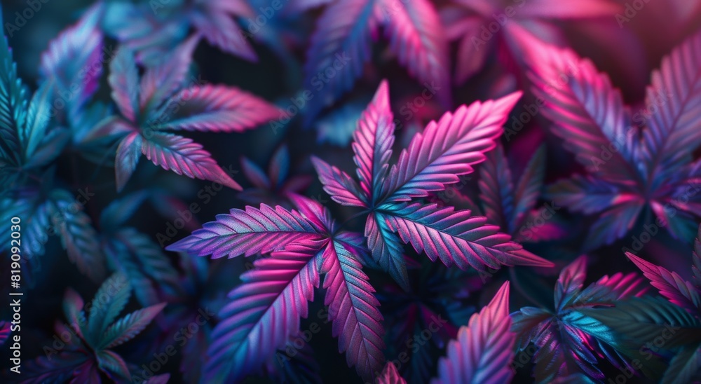 Close Up of Purple and Blue Marijuana Leaves Close Up of Purple and Blue Marijuana Leaves