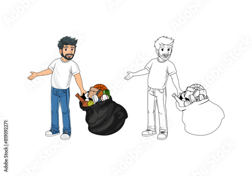 Cartoon Character and Trash Design Illustration vector eps format , suitable for your design needs, logo, illustration, animation, etc.