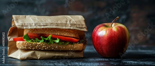 Paper Bag, Sandwich, and Apple
