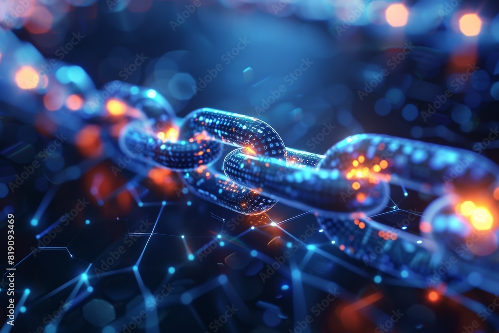 Blockchain technology illustration created with generative ai Blockchain technology illustration created with generative ai