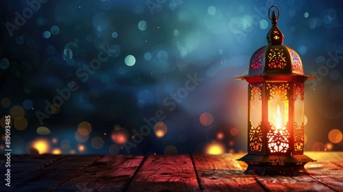 eid mubarak and eid al-adha banner with ramadan islamic lantern: festive celebration and religious tradition 