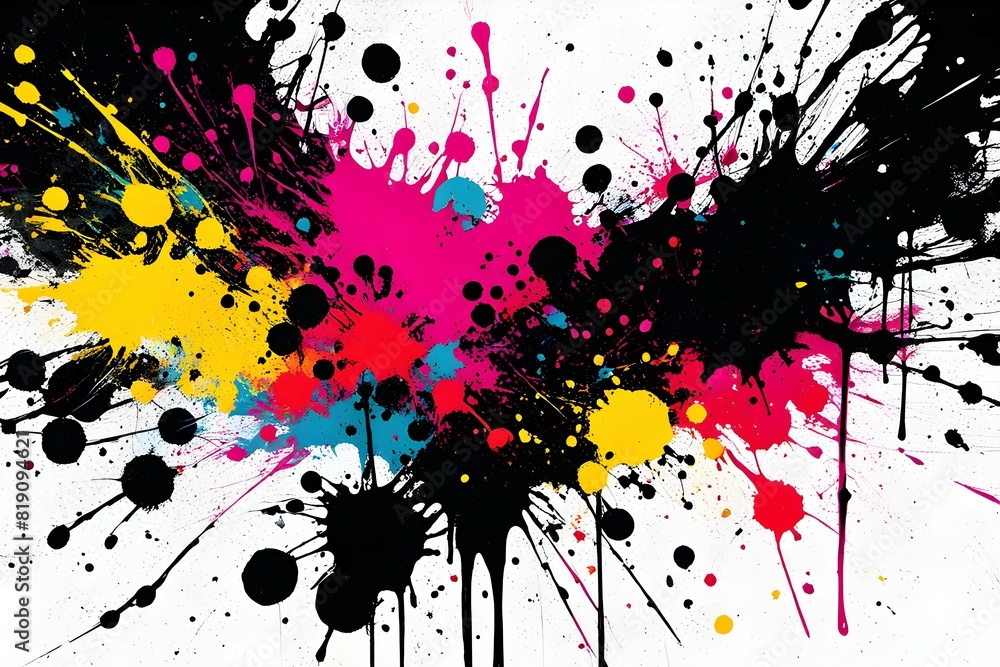 Fototapeta premium Colorful abstract grunge splash and splatter ink or paint background