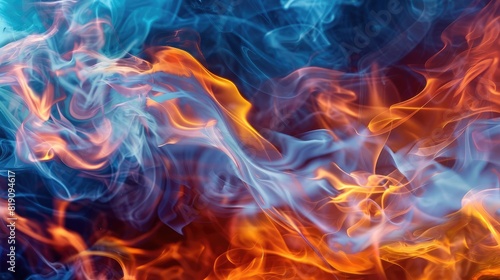 Fire and Smoke Abstract flames and smoke patterns, with dynamic movement and color shifts