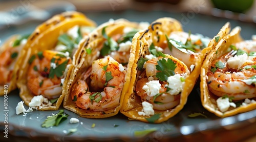 Shrimp Tacos With Lime and Tomatoes on Plate