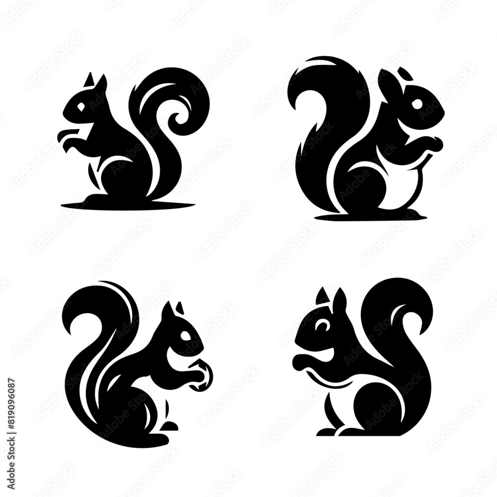 squirrel silhouette on white background squirrel silhouette on white background