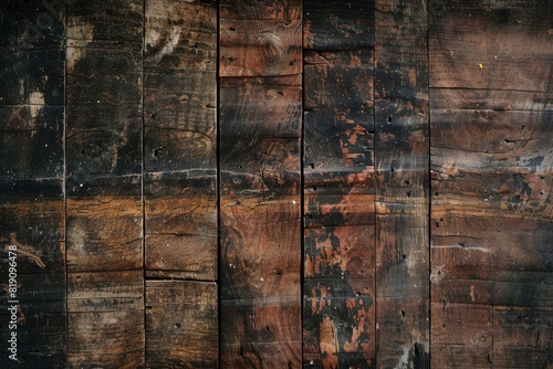 Old grunge dark textured wooden background,The surface of the old brown wood texture,top view brown teak wood paneling - Generative Ai