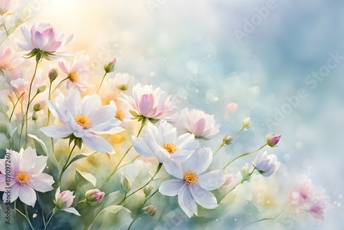 Flower and floral soft pastel watercolor background. wedding invitation floral frame element