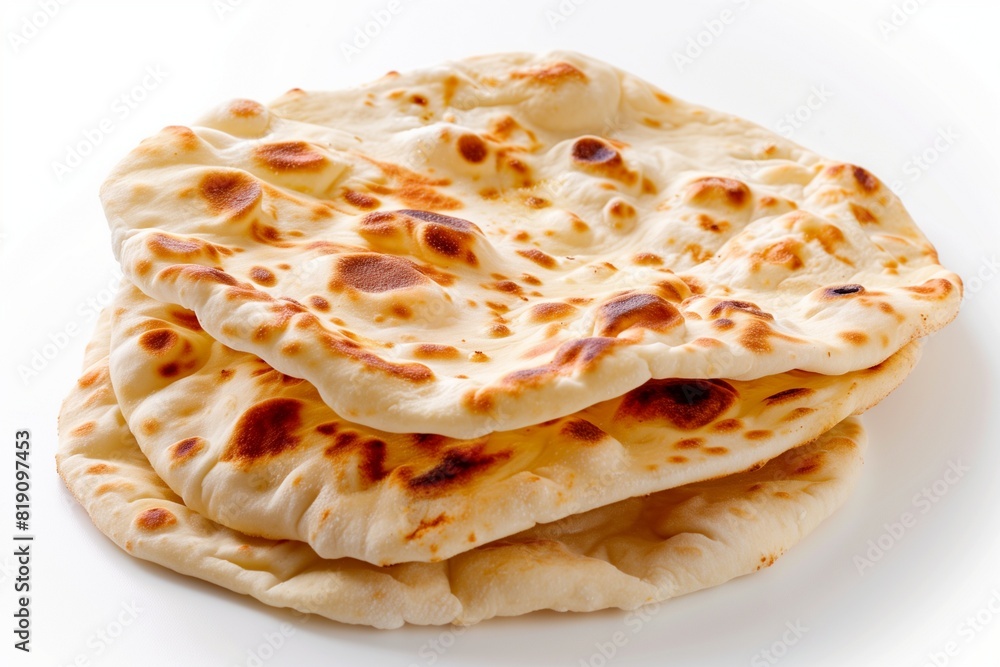 Freshly Baked Naan Bread with white background Freshly Baked Naan Bread with white background