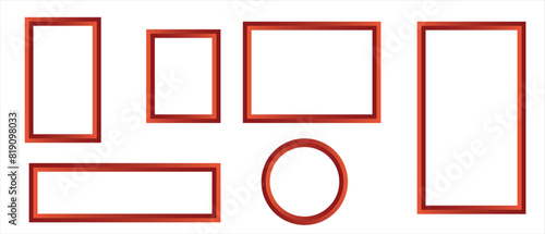 Photo frame and Painting frame, children picture frame icon set. Square photo frame template in colorful shadows on transparent background. 