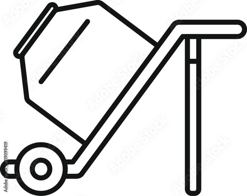 Vector line drawing of a wheelbarrow, a typical tool for construction and gardening photo