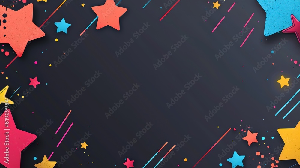 cute paper craft illustration stars and comet with copy space black background cute paper craft illustration stars and comet with copy space black background