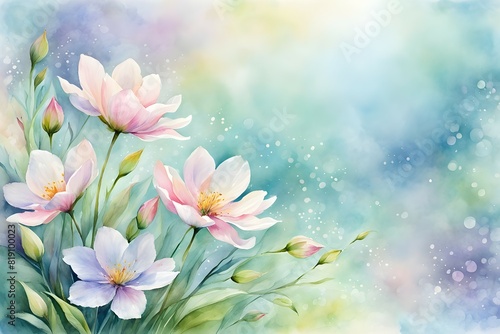 Flower and floral soft pastel watercolor background. wedding invitation floral frame element
