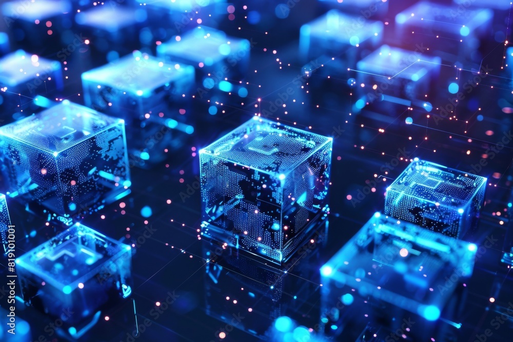 Blockchain technology illustration created with generative ai