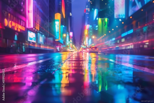 Blurred motion effect of pride colors in the night photo