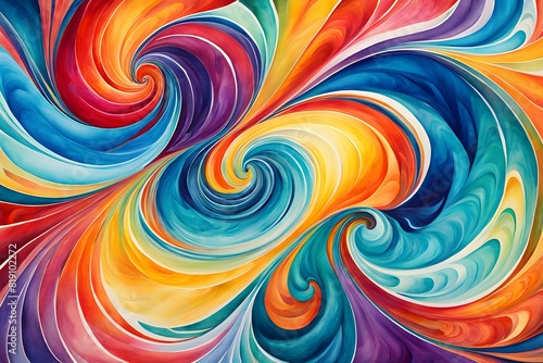 Watercolor swirl background blending seamless pattern central vortex