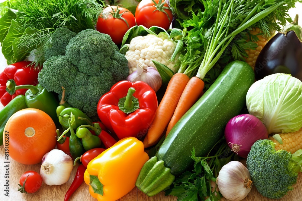 Set of fresh organic vegetables, healthy food, vegetarianism