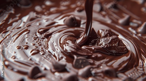 Swirled melted chocolate. Dark chocolate. Milk chocolate. Melting  preparing  baking.
