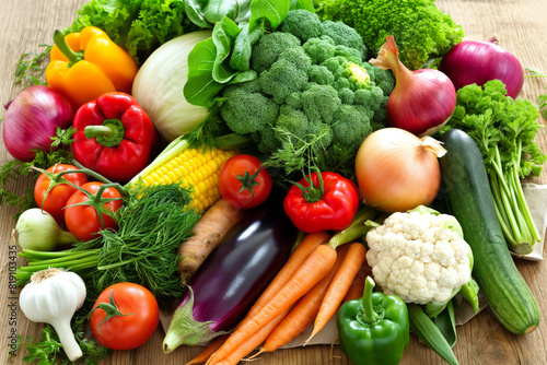 Set of fresh organic vegetables  healthy food  vegetarianism