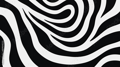 Black and white design. Pattern with optical illusion. Fabric with wavy folds in full screen. Abstract elegant background. Illustration for banner, poster, cover, brochure, wrapping or presentation. photo