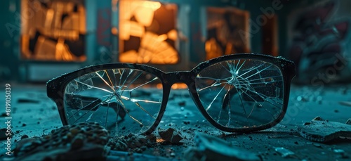 Close up of a cracked 3D glasses bin