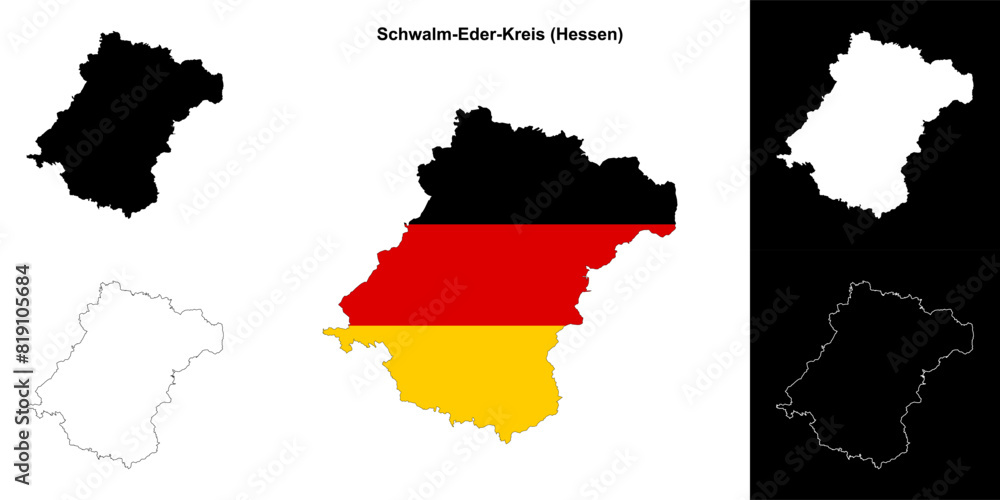Schwalm-Eder-Kreis (Hessen) blank outline map set