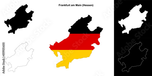 Frankfurt am Main (Hessen) blank outline map set