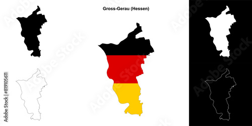 Gross-Gerau (Hessen) blank outline map set