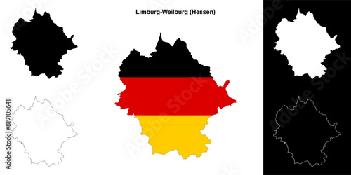 Limburg-Weilburg (Hessen) blank outline map set