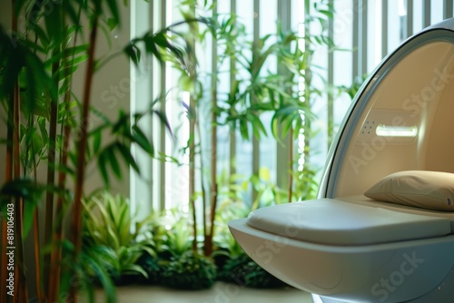 Close up of a holistic health pod where traditional medicine meets modern technology