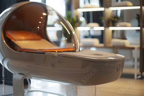 Close up of a holistic health pod where traditional medicine meets modern technology