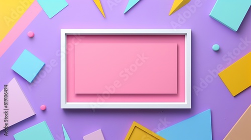 cute pink purple pop art fun style poster banner background with empty space for mock up design photo
