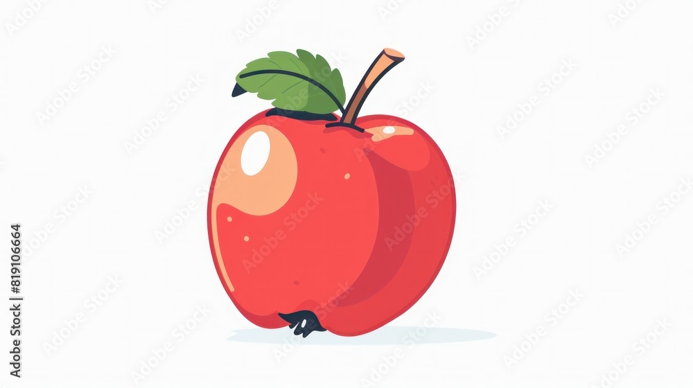 Red apple with leaf on white background as a symbol of health and beauty in nature Red apple with leaf on white background as a symbol of health and beauty in nature