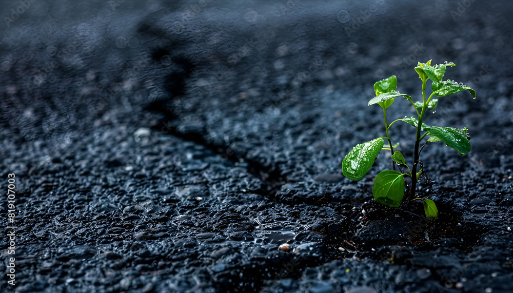 green plant that comes out through the crack in the asphalt green plant that comes out through the crack in the asphalt