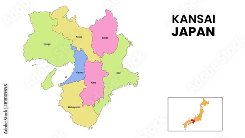 Canvas Print Kansai Map