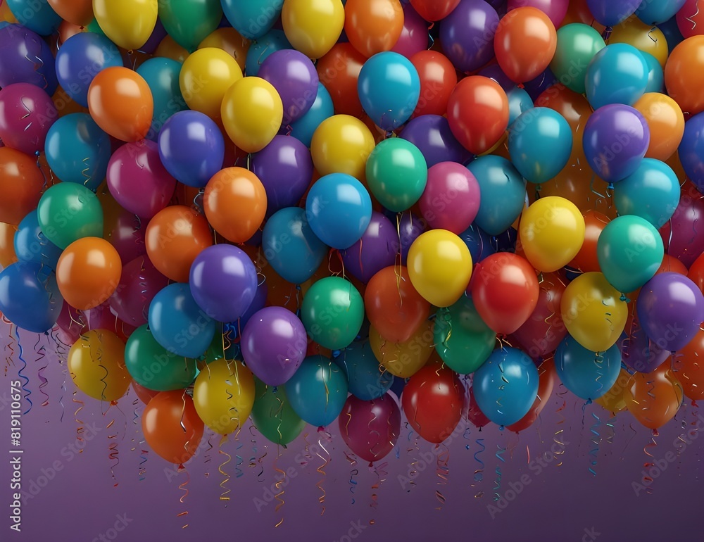 Birthday greeting or anniversary party in motion with full of colorful balloons with Birthday greeting or anniversary party in motion with full of colorful balloons with