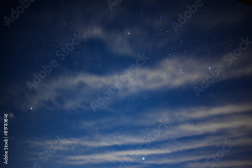 Night Sky Filled With Stars and Clouds