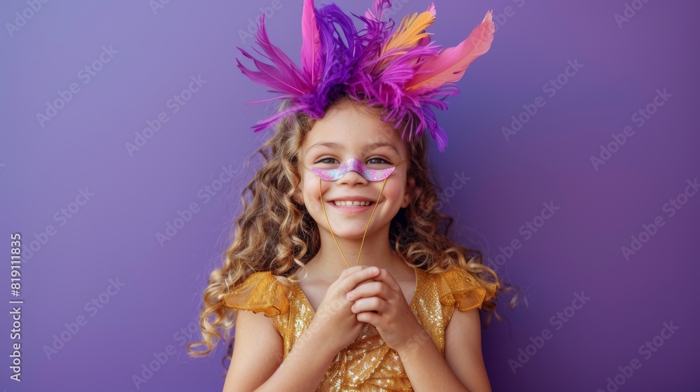 Girl with Colorful Carnival Mask