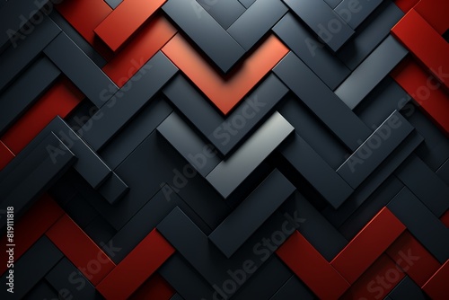 3d abstract rectangles shapes  black and red