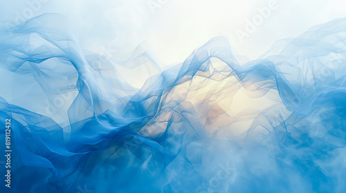 Blue fabric fluttering in the wind on transparent background.Generative AI