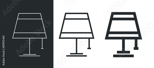 Table lamp icon. Lampshade, symbol of light, home or workplace. Table lamp with lampshade.