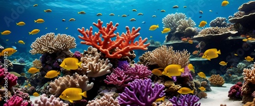 Background Vibrant Coral Reef Underwater scene teeming © Panuwat
