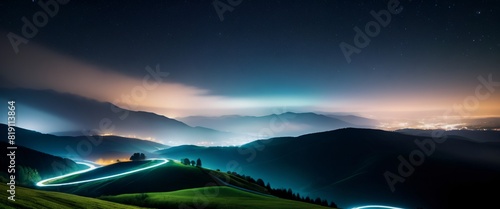 Landscape Painted with Light Trails Use long