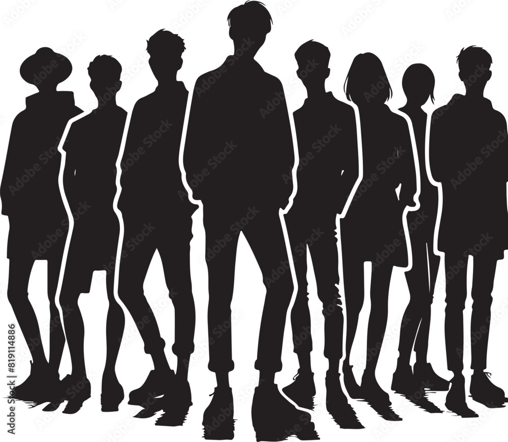 Vector silhouette icon of people, team, family. A symbol of the unity of different groups of people, vector black color silhouette Vector silhouette icon of people, team, family. A symbol of the unity of different groups of people, vector black color silhouette