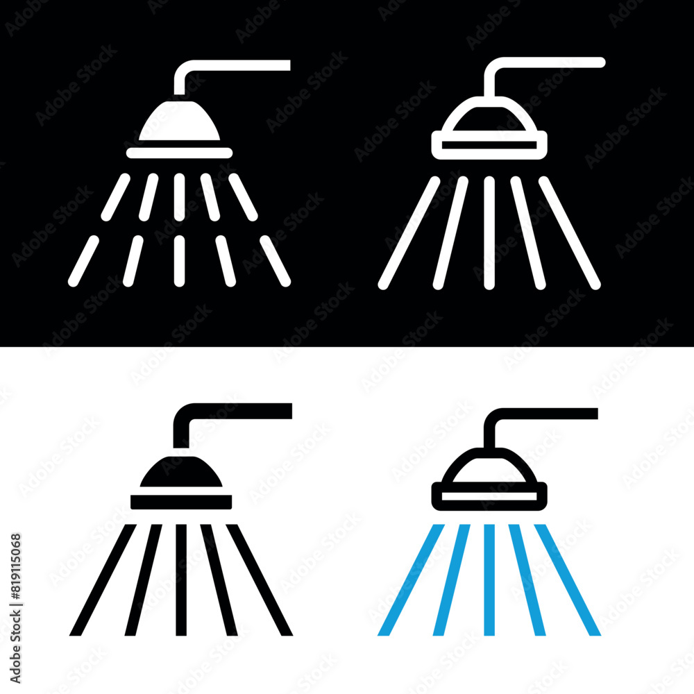 Shower icon. Designation of a shower stall on the beach. Shower head ...