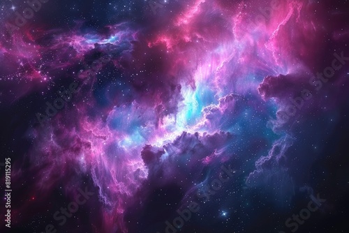 Neon Nebula, high resolution background for sci-fi and gaming related content - Generative Ai © FDStock