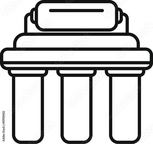 Vector illustration of a simplified line art icon depicting classic greek or roman architectural columns