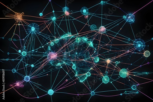 Global network connectivity depicted as a stylized data map. Technology data background © rizkan