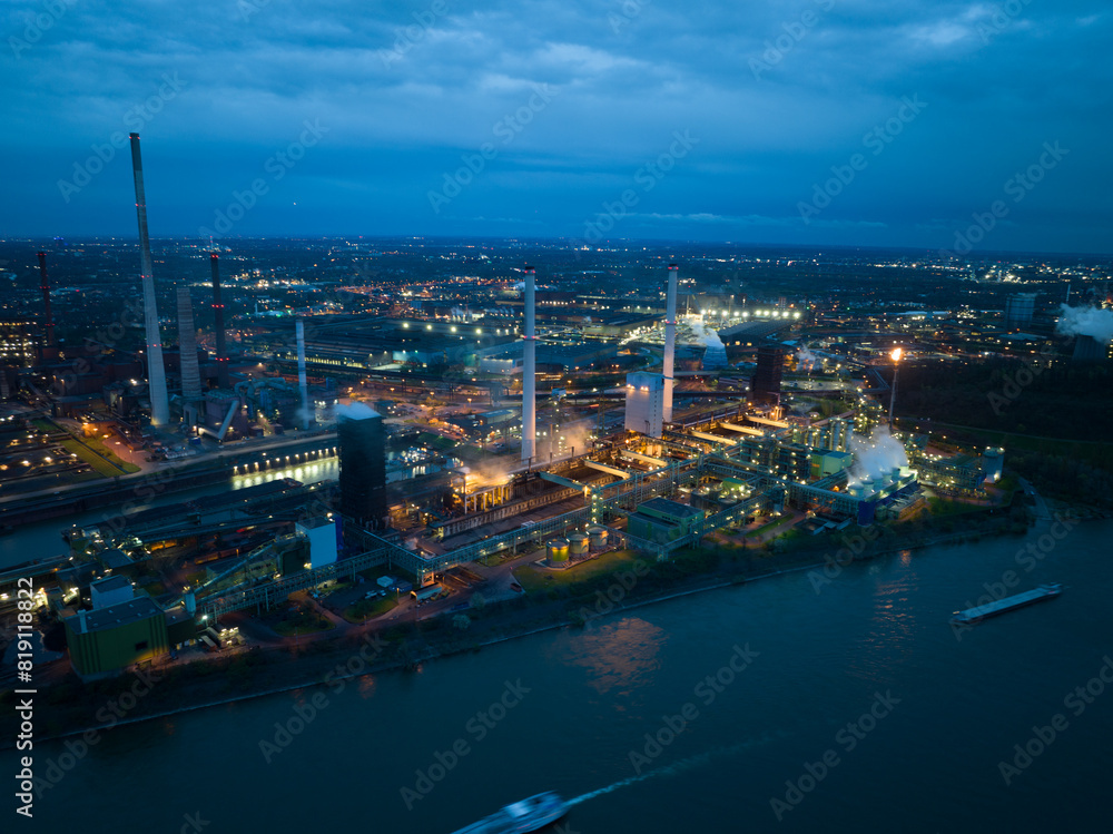 Fototapeta premium Aerial drone view the cokes factory Cokerei Schwelgern, cokes factory metal industry.