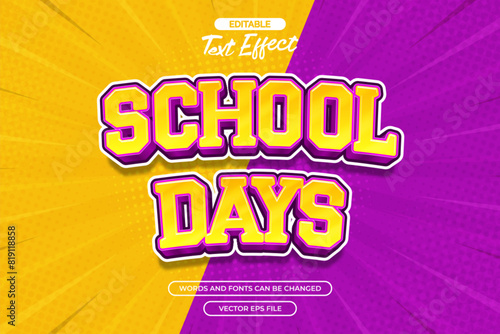 School days editable text effect with comic background