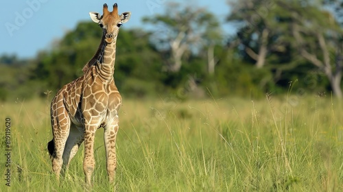 Angolan Giraffe  Moremi Wildlife Reserve  Ngamiland  Botswana  Africa. generative ai